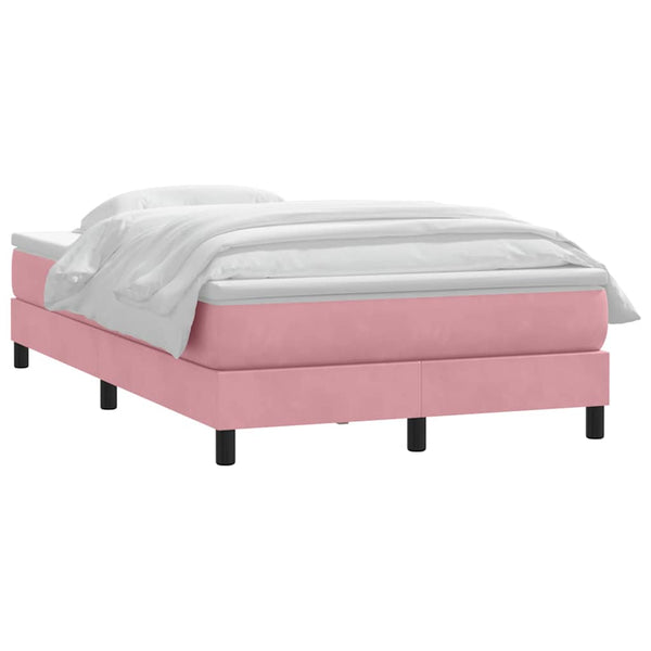 vidaXL Box Spring Bed with Mattress Pink 120x220 cm Velvet