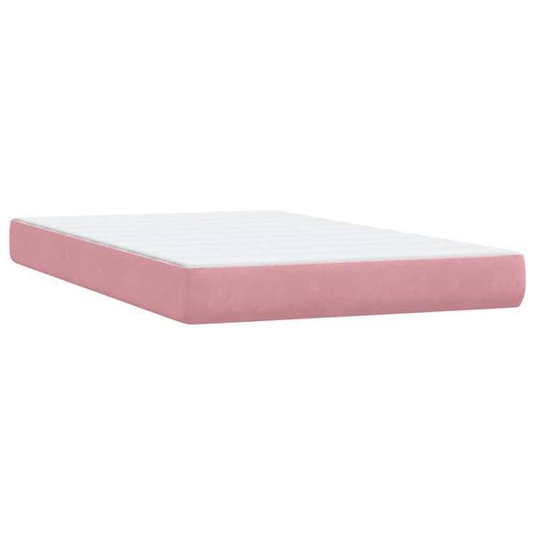 vidaXL Box Spring Bed with Mattress Pink 120x220 cm Velvet