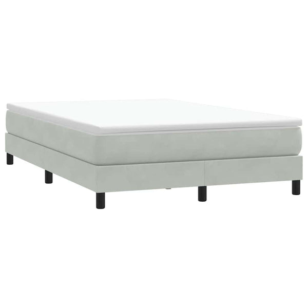 vidaXL Box Spring Bed with Mattress Light Grey 140x220 cm Velvet
