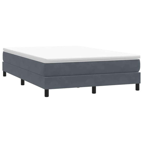 vidaXL Box Spring Bed with Mattress Dark Gray 140x220 cm Velvet