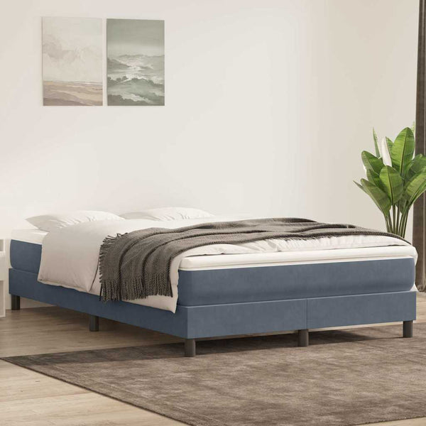 vidaXL Box Spring Bed with Mattress Dark Gray 140x220 cm Velvet