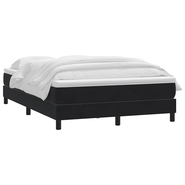 vidaXL Box Spring Bed with Mattress Black 140x220 cm Velvet
