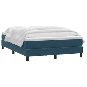 vidaXL Box Spring Bed with Mattress Dark Blue 140x220 cm Velvet