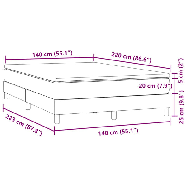 vidaXL Box Spring Bed with Mattress Dark Blue 140x220 cm Velvet
