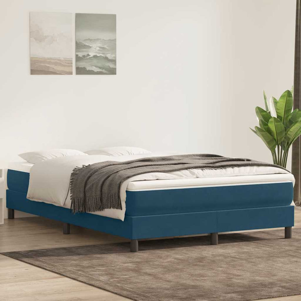 vidaXL Box Spring Bed with Mattress Dark Blue 140x220 cm Velvet
