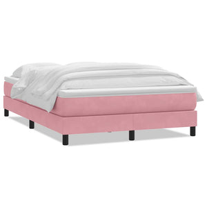 vidaXL Box Spring Bed with Mattress Pink 140x220 cm Velvet