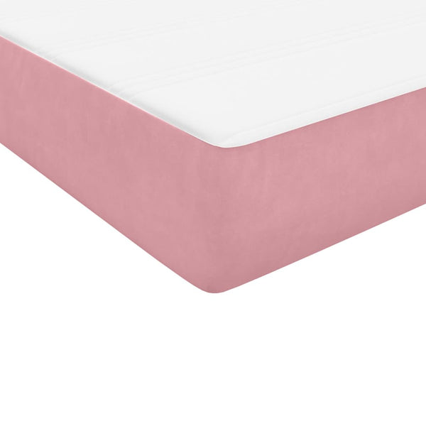 vidaXL Box Spring Bed with Mattress Pink 140x220 cm Velvet