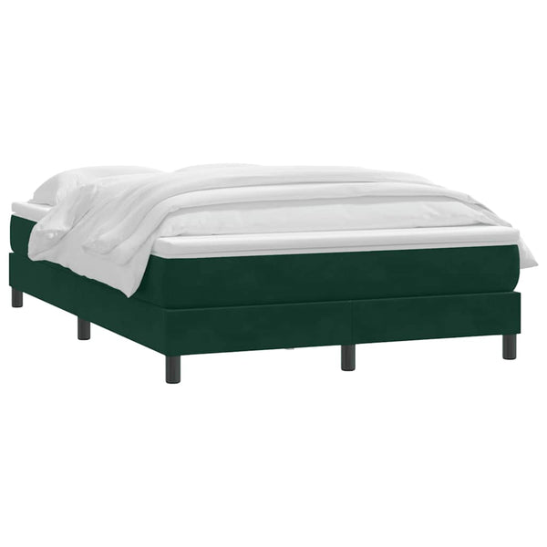 vidaXL Box Spring Bed with Mattress Dark Green 160x220 cm Velvet