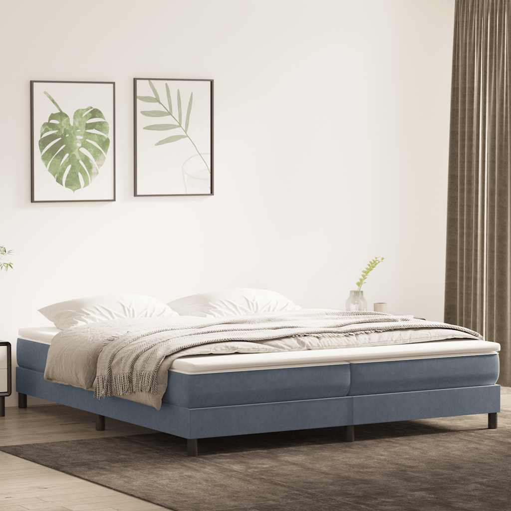 vidaXL Box Spring Bed with Mattress Dark Grey 180x220 cm Velvet