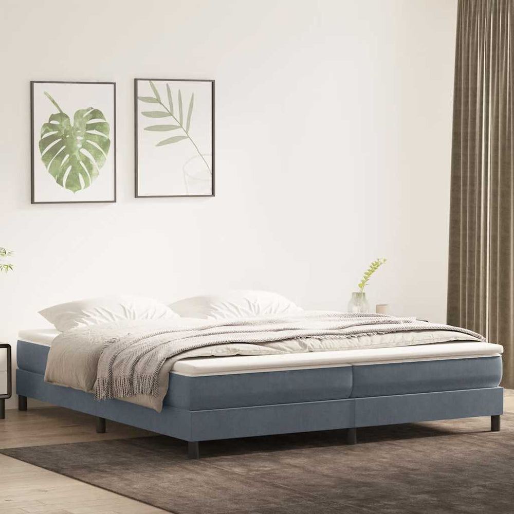 vidaXL Box Spring Bed with Mattress Dark Grey 200x220 cm Velvet