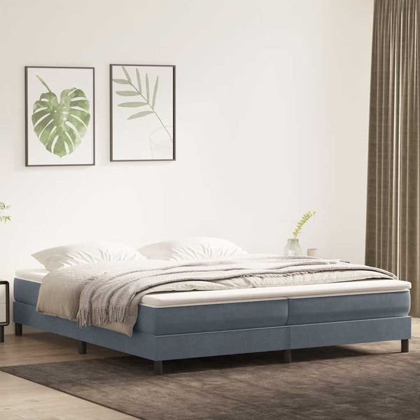vidaXL Box Spring Bed with Mattress Dark Grey 200x220 cm Velvet