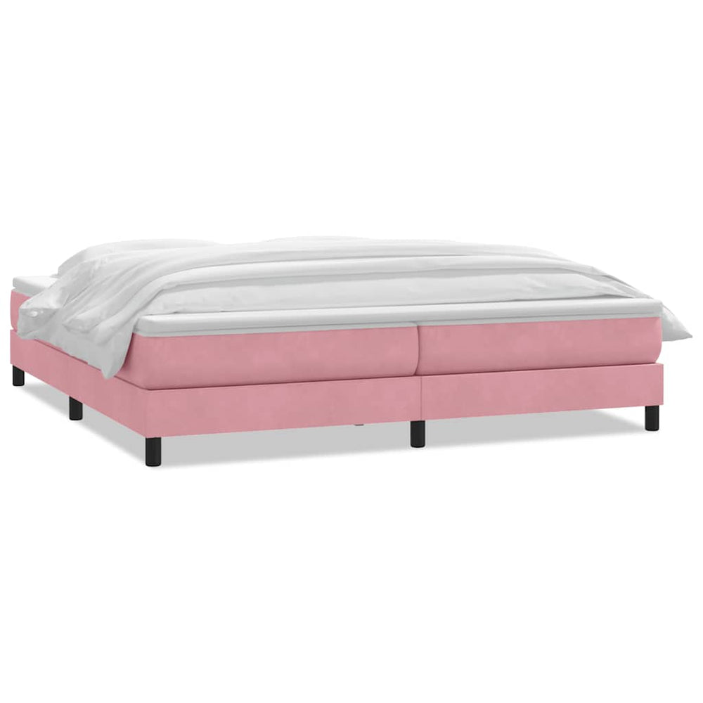 vidaXL Box Spring Bed with Mattress Pink 200x220 cm Velvet