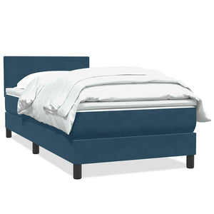 vidaXL Box Spring Bed with Mattress Dark Blue 90x210 cm Velvet
