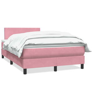 vidaXL Box Spring Bed with Mattress Pink 120x210 cm Velvet