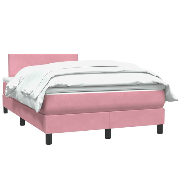 vidaXL Box Spring Bed with Mattress Pink 120x210 cm Velvet