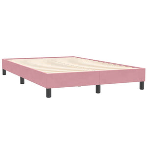 vidaXL Box Spring Bed with Mattress Pink 120x210 cm Velvet