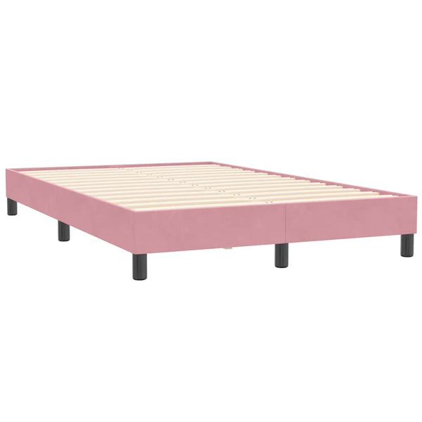 vidaXL Box Spring Bed with Mattress Pink 120x210 cm Velvet