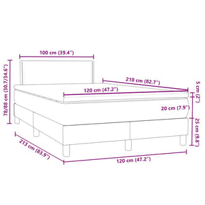 vidaXL Box Spring Bed with Mattress Dark Blue 120x210 cm Velvet