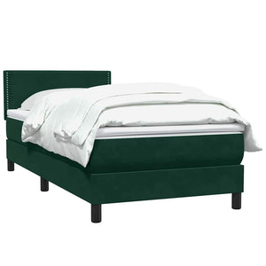 vidaXL Box Spring Bed with Mattress Dark Green 100x220 cm Velvet