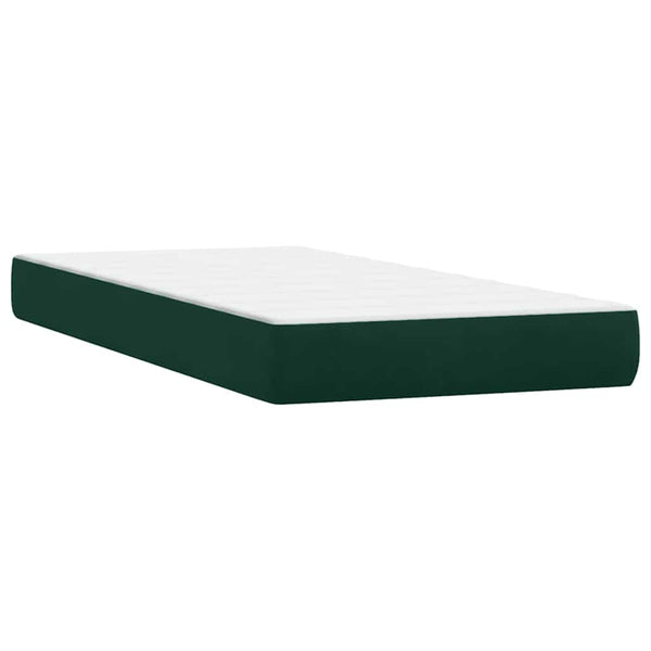vidaXL Box Spring Bed with Mattress Dark Green 100x220 cm Velvet