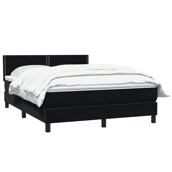 vidaXL Box Spring Bed with Mattress Black 160x220 cm Velvet