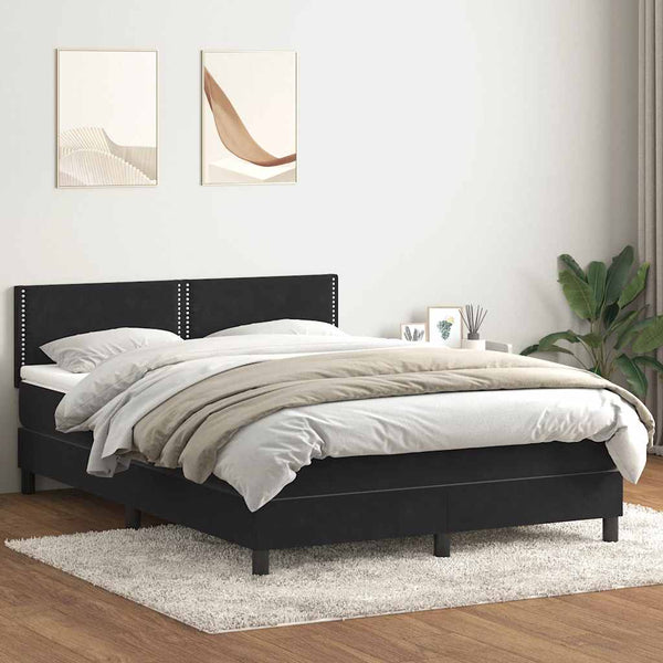 vidaXL Box Spring Bed with Mattress Black 160x220 cm Velvet