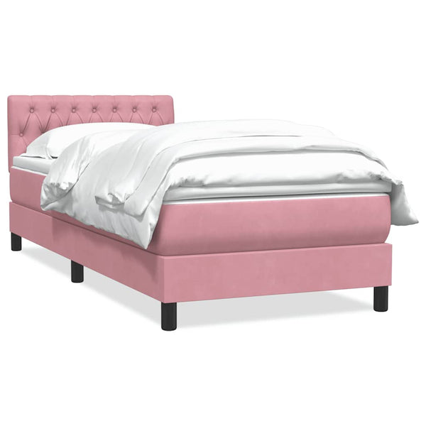 vidaXL Box Spring Bed with Mattress Pink 100x210 cm Velvet