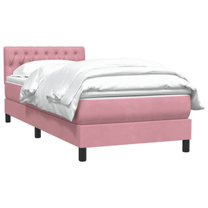vidaXL Box Spring Bed with Mattress Pink 100x210 cm Velvet