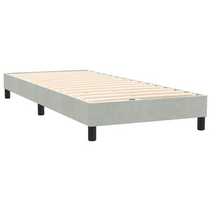 vidaXL Box Spring Bed with Mattress & LED Light Grey 80x210 cm Velvet