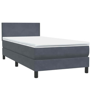 vidaXL Box Spring Bed with Mattress & LED Dark Grey 80x210 cm Velvet