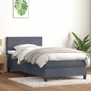 vidaXL Box Spring Bed with Mattress & LED Dark Grey 80x210 cm Velvet