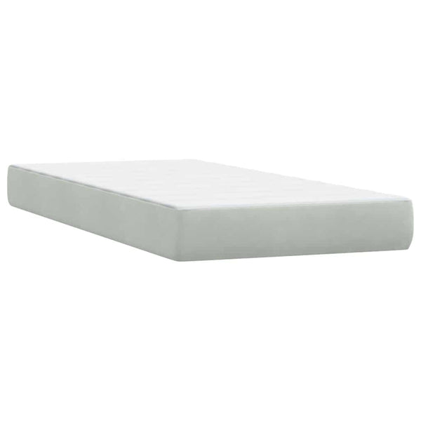 vidaXL Box Spring Bed with Mattress & LED Light Grey 90x210 cm Velvet