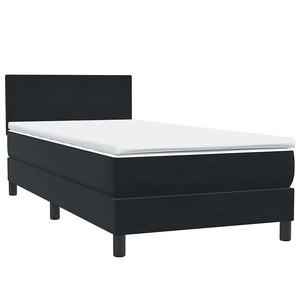 vidaXL Box Spring Bed with Mattress & LED Black 90x210 cm Velvet