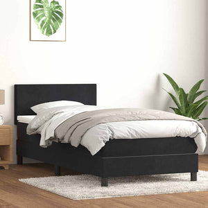 vidaXL Box Spring Bed with Mattress & LED Black 90x210 cm Velvet