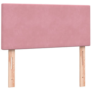 vidaXL Box Spring Bed with Mattress & LED Pink 90x210 cm Velvet