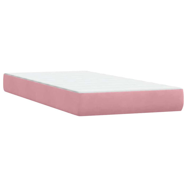 vidaXL Box Spring Bed with Mattress & LED Pink 90x210 cm Velvet
