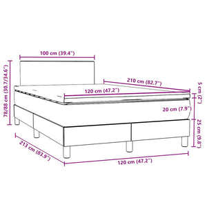 vidaXL Box Spring Bed with Mattress and LED Light Grey 120x210 cm Velvet