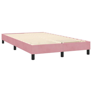 vidaXL Box Spring Bed with Mattress & LED Pink 120x210 cm Velvet