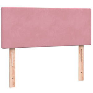 vidaXL Box Spring Bed with Mattress & LED Pink 120x210 cm Velvet