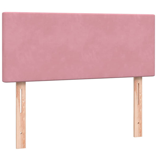 vidaXL Box Spring Bed with Mattress & LED Pink 120x210 cm Velvet