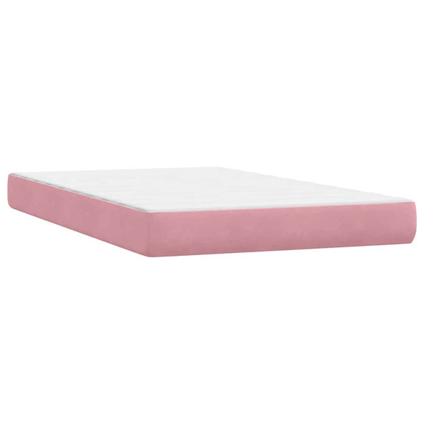 vidaXL Box Spring Bed with Mattress & LED Pink 120x210 cm Velvet