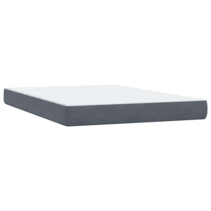 vidaXL Box Spring Bed with Mattress & LED Dark Gray 140x210 cm Velvet