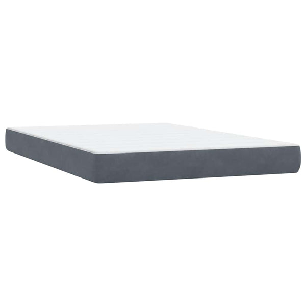 vidaXL Box Spring Bed with Mattress & LED Dark Gray 140x210 cm Velvet