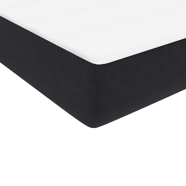 vidaXL Box Spring Bed with Mattress & LED Black 140x210 cm Velvet