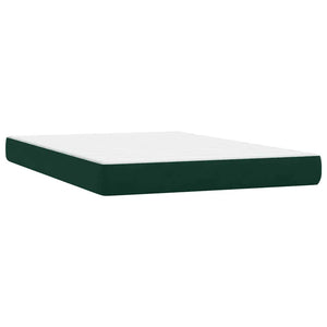 vidaXL Box Spring Bed with Mattress & LED Dark Green 140x210 cm Velvet