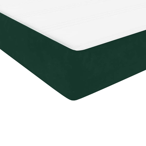vidaXL Box Spring Bed with Mattress & LED Dark Green 140x210 cm Velvet