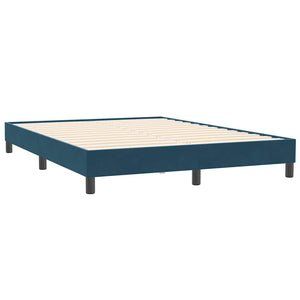 vidaXL Box Spring Bed with Mattress & LED Dark Blue 140x210 cm Velvet