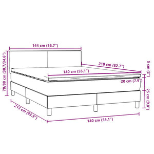 vidaXL Box spring bed with mattress & LED Pink 140x210 cm Velvet