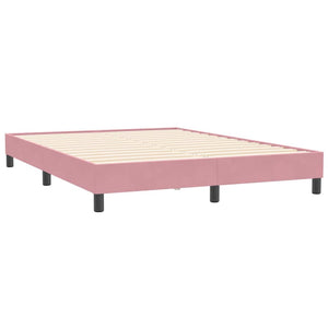 vidaXL Box spring bed with mattress & LED Pink 140x210 cm Velvet