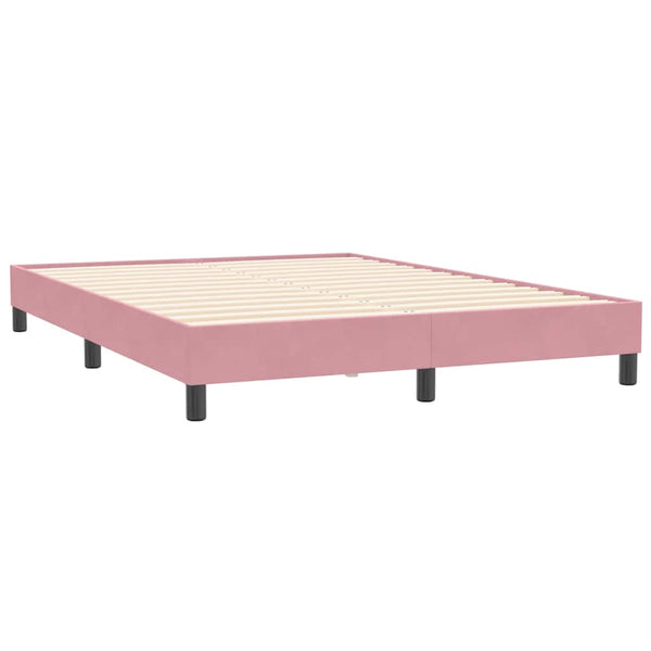 vidaXL Box spring bed with mattress & LED Pink 140x210 cm Velvet